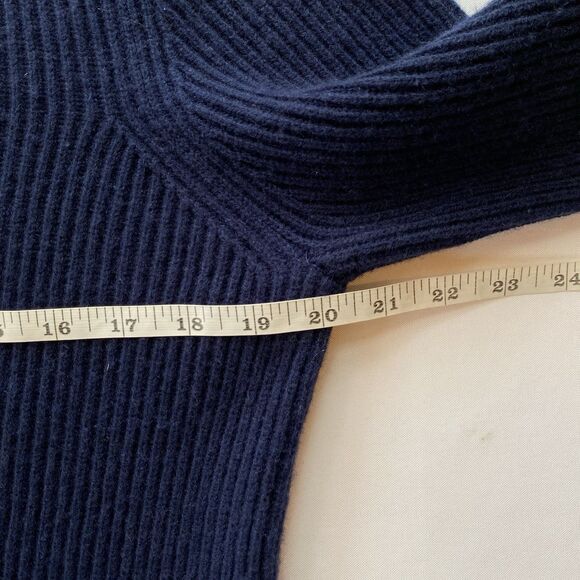 NAADAM Navy Blue Merino Wool/ Cashmere Blend Ribbed Mockneck Sweater Size Medium - Picture 15 of 16